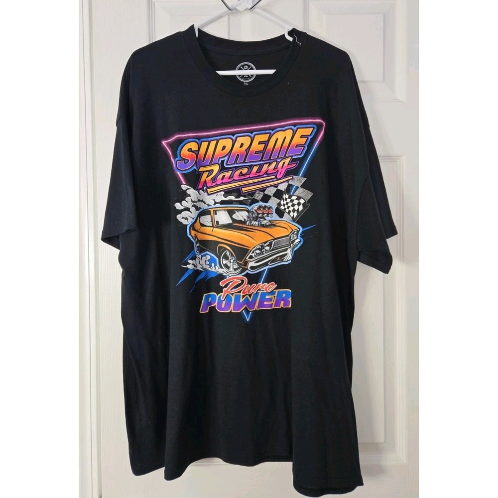 DOM T-Shirt Mens Size 2XL Black Supreme Racing Graphic Muscle Car Distressed Tee